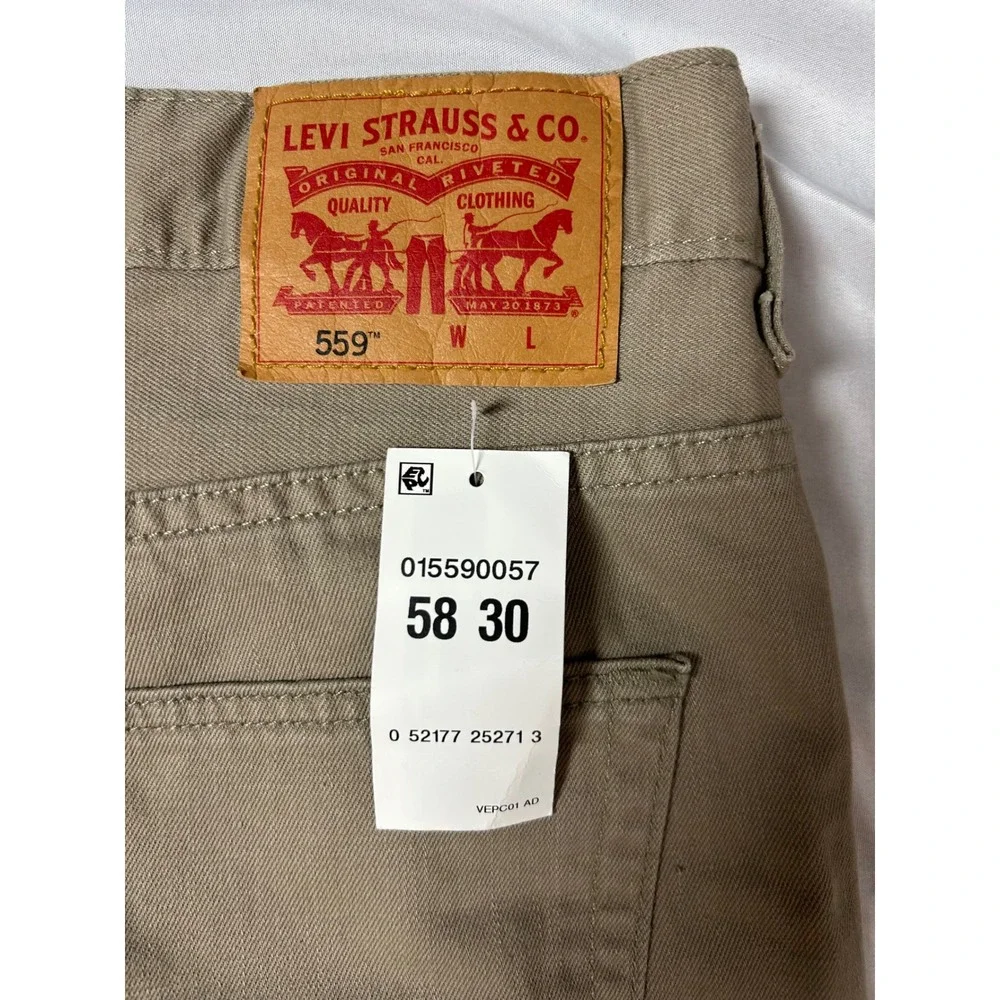 Levis 559 Relaxed Straight Fit Mens Jeans Khaki Tan Big and Tall 58x30 NWT